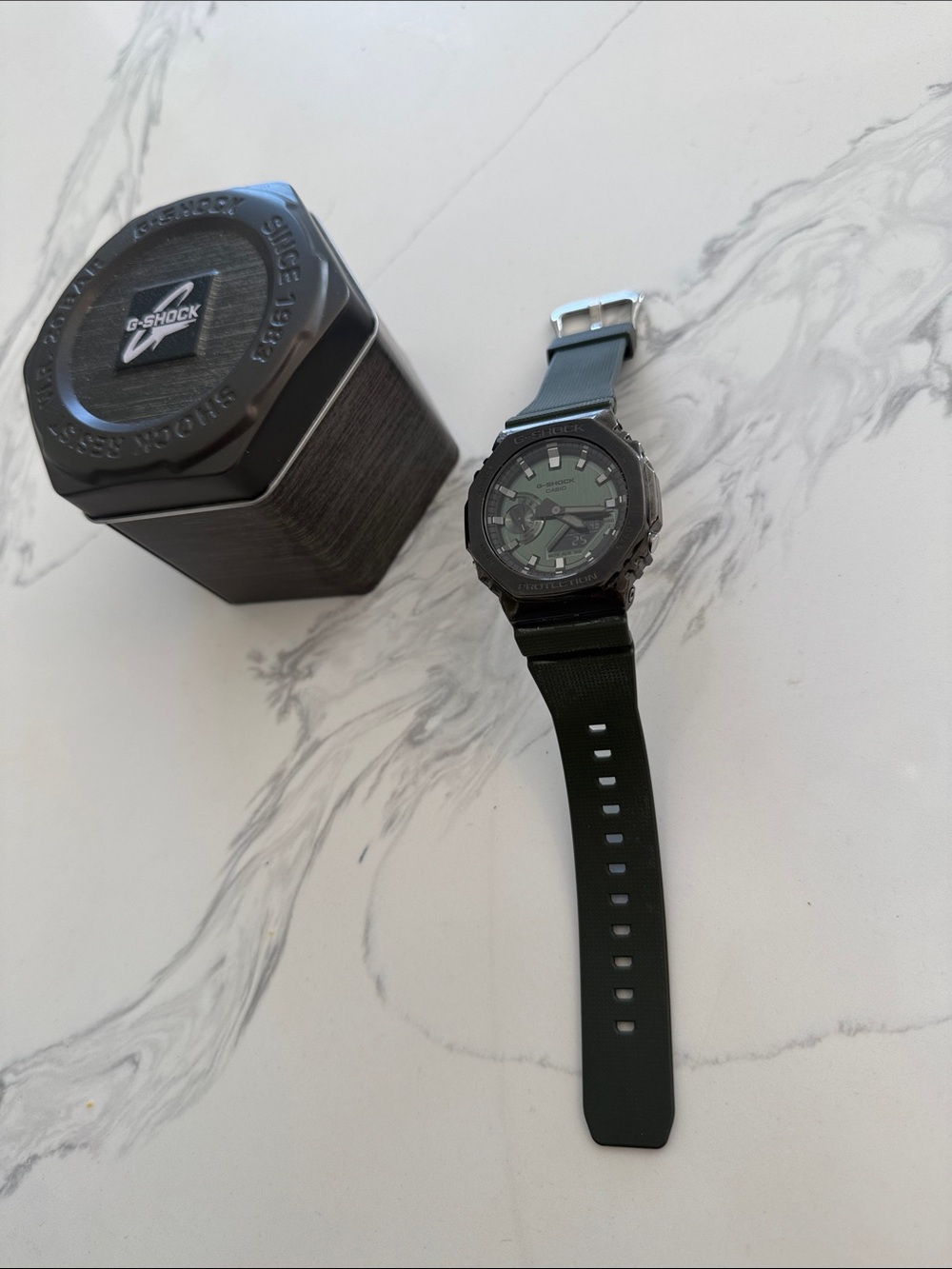 G-Shock Men's Black and Olive Green Resin Strap Watch with Analog-Digital Dial